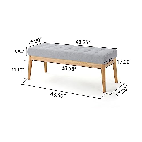 Christopher Knight Home 300220 Saxon Fabric Bench, Light Grey thumb #2