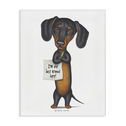 Image of Stupell Industries 'Funny Dachshund Boss', Canvas Art, 24 x 30 Inches, Easy to Hang and Sturdy, Made in USA, by Danny Gordan