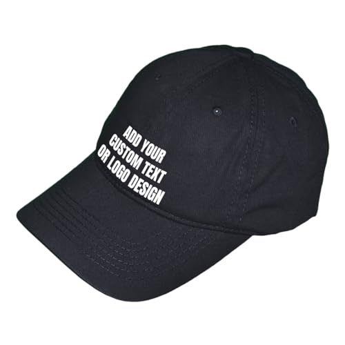 Mens Custom Embroidered Dad Hats Cotton Baseball Cap with Personalized Logo Text for Men and Women Black Hat