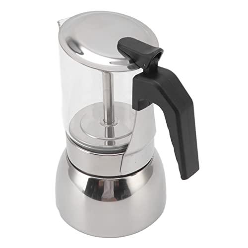 Olla Moka de Vidrio sin Calor de Acero, Cafetera Italiana Clásica Portátil para el Hogar y la Cafetería, 300ML (300ML)