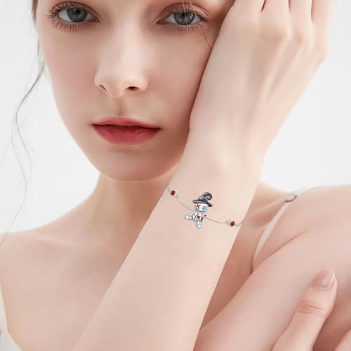 Voodoo Doll Bracelet 925 Sterling Silver Gothic Adjustable Bracelet Voodoo Doll Jewelry for Her Women Halloween Christmas Anniversary Birthday4