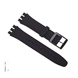 PIGLOLKINY Bracciale for orologio in morbido silicone for cinturini Swatch da uomo e donna(Black,20mm)