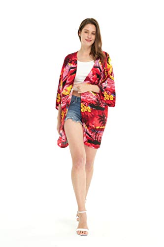 Women Open Front Lightweight Kimono Tops in Sunset4