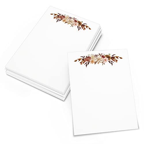 Image of 321Done Autumn Floral Cards 4x6 White (50 Pack), Made in USA, Pretty Flower Design Top Center, Plain Blank to Make Your Own Notecards, Invites, Greeting Cards, Table Cards, Thick Heavy Cardstock