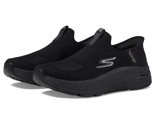 Skechers Women's Slip-ins: Max Cushioning Arch Fit Slip-On Walking Shoes, Black, 10 Wide
