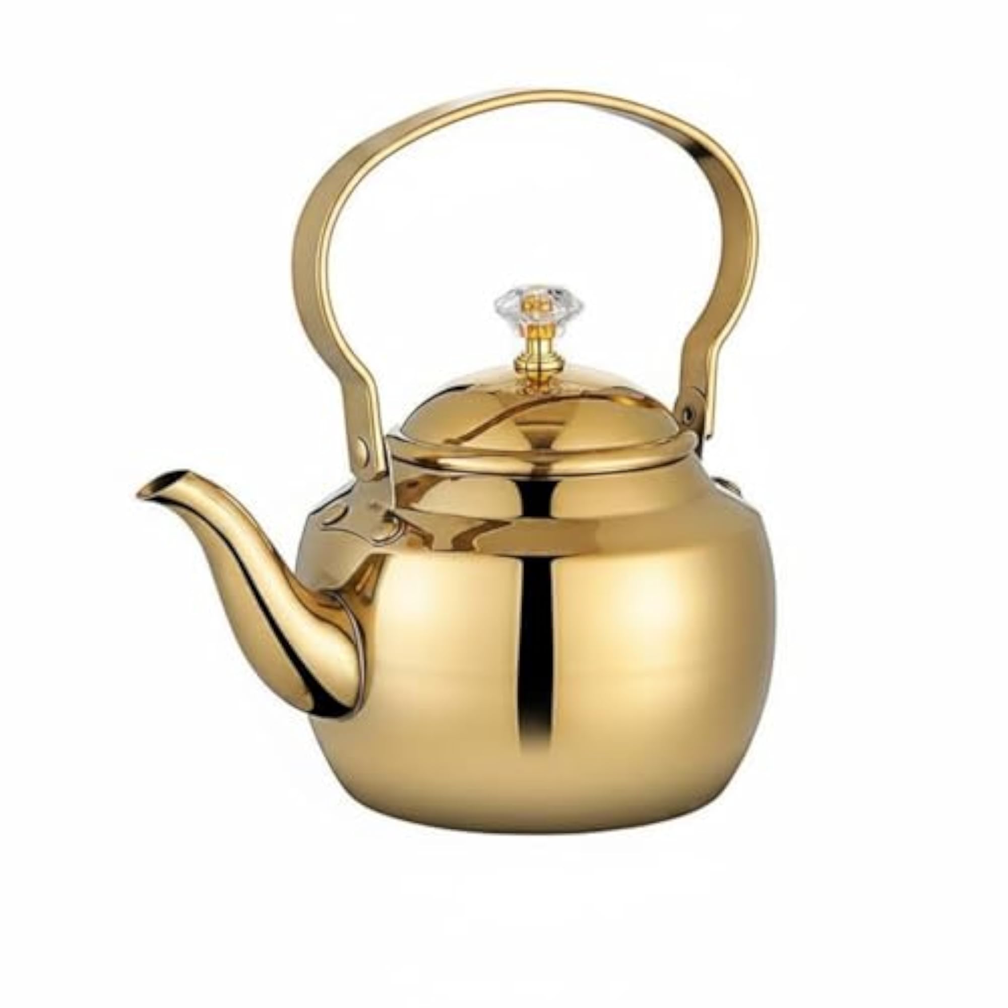 Curved Spout Stainless Steel Tea Kettle with Folding Handle
