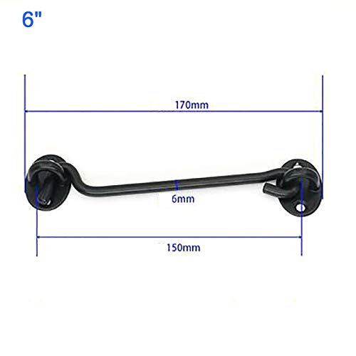 BE-TOOL Cabin Hooks, 2pcs Gate Hook and Eye Swivel Latch for Holding Open Shed Doors,Cabinet Doors and Windows(6") - Image 2