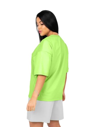 Image of LEOTUDE Women Cottonblend Oversized Baggy Fit Half Sleeve Round Neck Multicolor Combo T-Shirt for Women & Girls (Pack of 3)