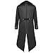 Men's Medieval Tailcoat Jacket Button Vintage Goth Steampunk Renaissance Tuxedo Mid Length Retro Tuxedo Costume Adult Black