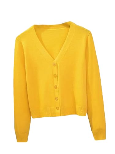 Women Button V-Neck Long Sleeve Casual Short Knitted Tops Slim Business Cardigan