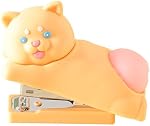 Honagu Cute Stapler, Cartoon Stéréoscopique Silicone Stapleur, Papeterie de bureau Cadeau pour les enseignants d'élèves (chat jaune)