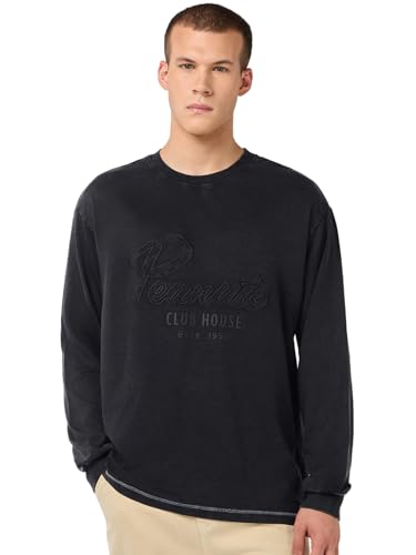 T-shirt Peanuts homme manches longues col rond coton Bewakoof lourd