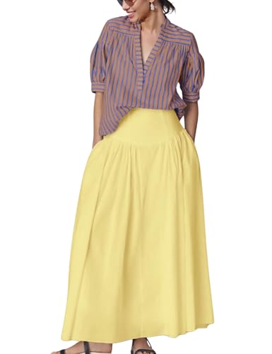 Womens Summer Pleated V Neck T Shirts Short Sleeve Casual Loose Blouses Striped Tunics Swing Top2