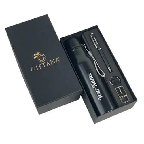 Image of Giftana Personalized Name Water Bottle 750ml, Birthday Gifts (Black 3)