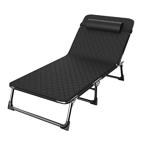 Lit de camping pliable portable avec matelas – Chaise longue inclinable réglable à 4 positions pour dormir en plein air, voyage et randonnée