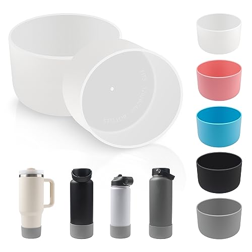 TFQXA1Z 4 Pack Silicone flask Boot, Protective Silicone Boot for 12oz - 40 oz, BPA Free Anti-Slip Water Bottle Sleeve for Stl Cup Accessories (Clear)