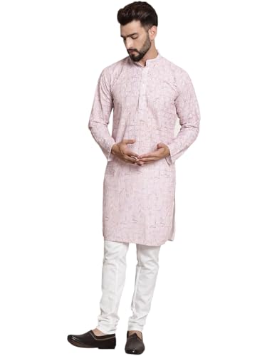 Image of SOJANYA (Since 1958 Men's Floral Embroidered Thread Work Cotton Kurta with Churidar