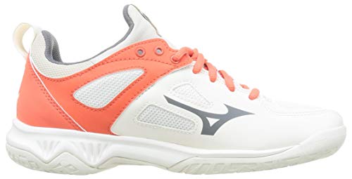 Mizuno Women\'s Ghost Shadow Handball Shoe, Swhite Qshade Hot Coral, 6.5