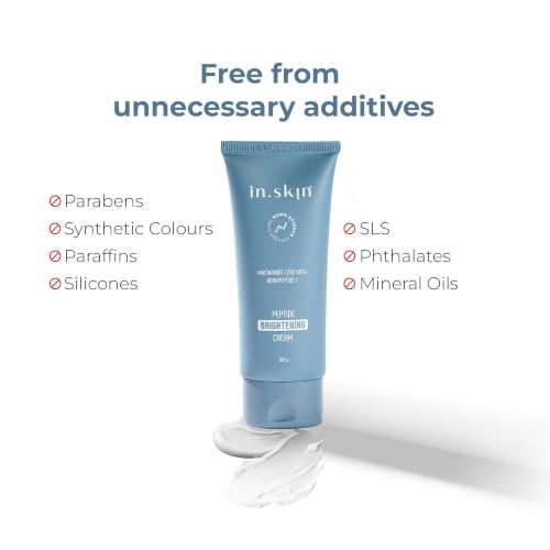 Image of in.skin Skin Brightening Cream with Nonapeptide-1, Niacinamide & Vitamin C | Reduces Dark Spots & Pigmentation | Evens Skin Tone & Boosts Radiance | Nanoplex Technology | For All Skin Types | 100 gm