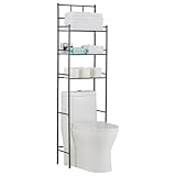 FJORNEL Étagère de Toilettes, 3 Niveaux Rangement au Dessus des Toilettes, Étagère WC, Meuble Salle de Bain Rangement, Convient à la Plupart des Toilettes, Économie d'espace, Noir