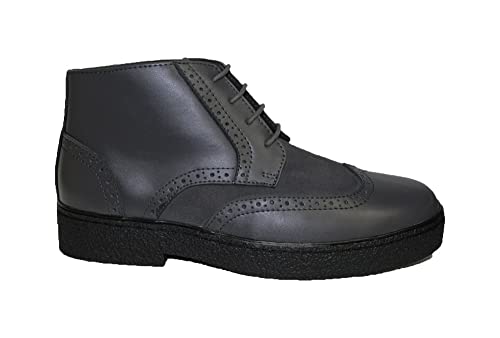 Rockers British Style Playboy Wing Tips Men's Leather Boots Shoes Dark Gray 5613 (Wide2