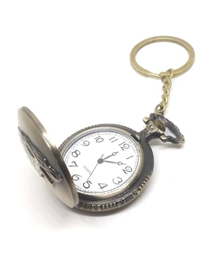 Image of Pocket Watch Metal Keychain Retro Vintage for Gifting With Key Ring Anti-Rust