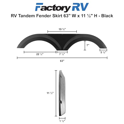 Tough Grade 63\" x 11.5\" RV Universal Tandem Fender Skirt | ABS Plastic | Vacuum Formed | Made in The USA (Black, 1)