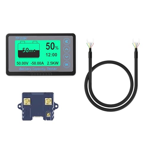Kolemz バッテリーモニター 電圧計 電流計 多機能 50Aシャント付 キャンピングカー用 電源管理 残量計 サブバッテリーモニター TF03KH-B