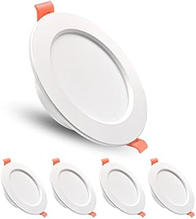 5XSweier 5W LED Recessed Ceiling Light, Slim 3000K Warm White Downlight 230V, Die Casting Aluminum IP44 Ceiling Light for Living Room, Bedroom, Kitchen, BathroomCutout Ø70-80mm