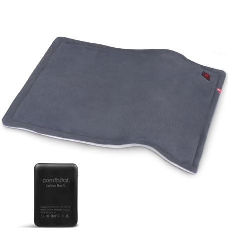 comfheat Rechargeable Heating Pad with Battery Weighted Cordless Heat Pad Rechargeable for Travel 3 Heat Settings Pain Relief for Back Shoulder Abdomen 11 x 17
