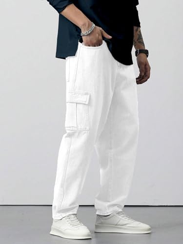 Image of TAGAS Men Loose Fit Men's Flip Pocket Jeans || Mens Stylish Cotton Loose Fit Denim Cargo || Multi-Pocket Styling Pant||