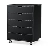 OLIXIS Chest Wood File Cabinet Rolling Organization Storage Dresser with Wheels for Home Office