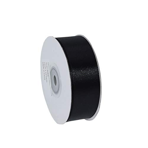IHKFILAN Double Face Satin Ribbon in Black (25 mm x 22.86 m) Matt Shiny Gift Ribbon for Decorating & Crafts, Weddings, Christenings - Image 2