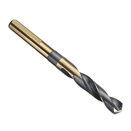 Image of PATIKIL 9/16" Drill Bit, 1/2" Reduced Shank M2 High Speed Steel Drill Bit for Hard Metal Wood Steel Black and Gold