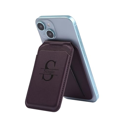 Portefeuille de téléphone personnalisé violet amovible avec 3 porte-cartes en cuir