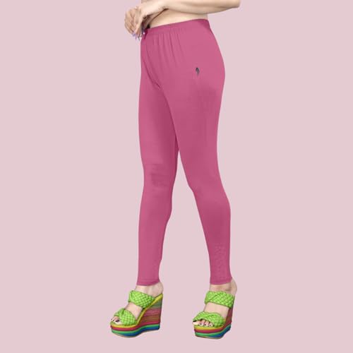 Image of Women's Solid Mid Rise Slim Fit Ankle Length Leggings - Comfortable and Stylish Yoga Pants for Workout, Running and Everyday Wear