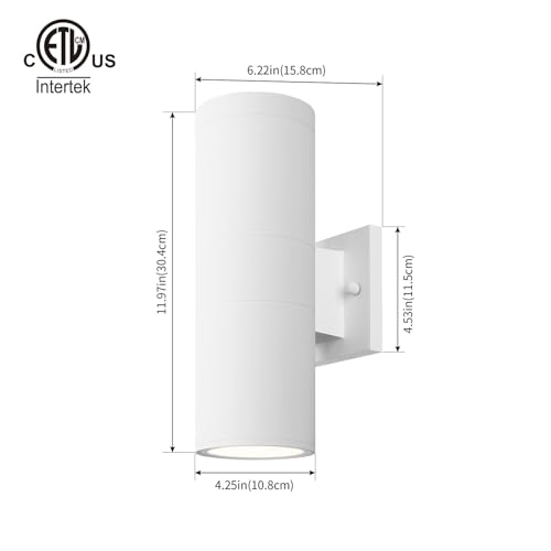 Image of mirrea 12 inch Modern Outdoor Porch Light in 2 Lights, 2 Pack, Matte White