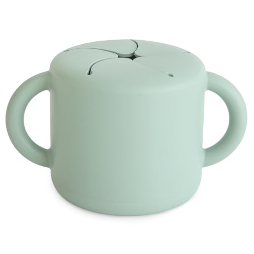 Image of mushie Silicone Snack Cup | Spill Proof Food Container for Toddler and Baby (Cambridge Blue)
