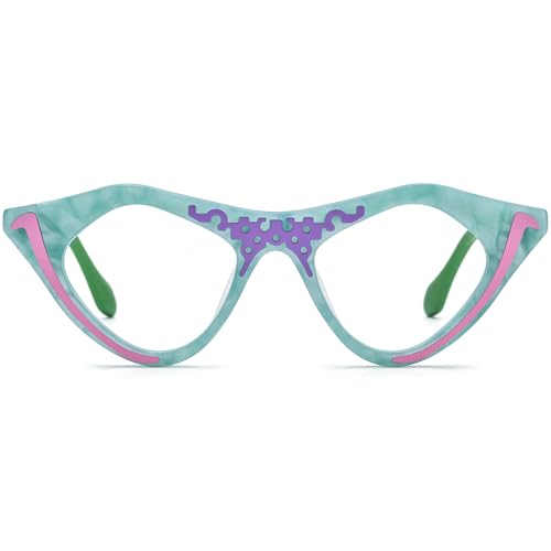 Image of HEPIDEM Multicolor Acetate Glasses Frame Women Cat Eye Eyeglasses Men Optical Spectacles 9291