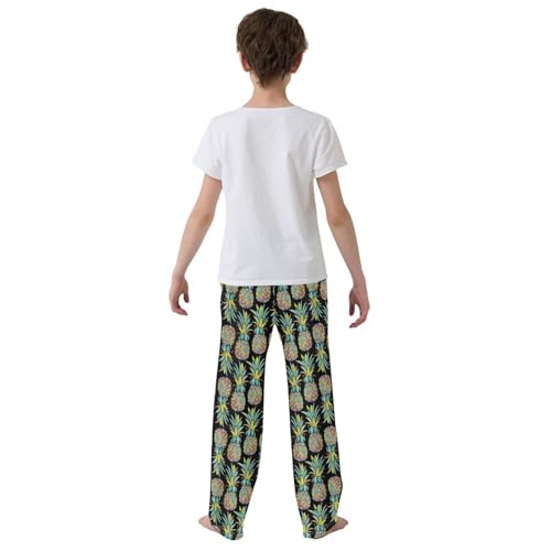 ZZXXB Pineapples Boys Long Pants Soft Trousers Elastic Waist Kids Lounge Bottoms with Pockets S-XL3