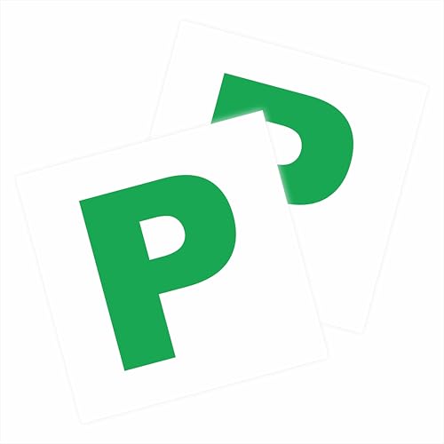 P Plates Stickers for New Drivers Self Adhesive Waterproof 180 x 180 mm Pack of 2