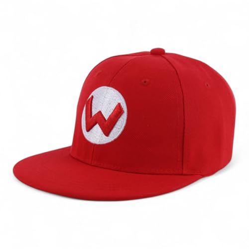 Armycrew Mario Luigi Cosplay Costume Flat Bill Snapback Cap (US Alpha One Size Red 2)