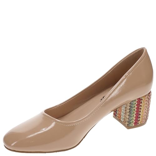 Masseys Daphne Women's Pump, 12 C/D US, Latte-Multi-Patent4