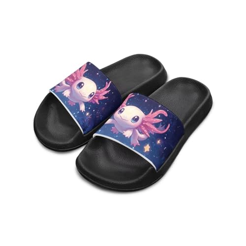 Doojoayie Anti Slp Slides for Kid Girls-Cute Axolotl Shower Shoes for Outdoor Beach