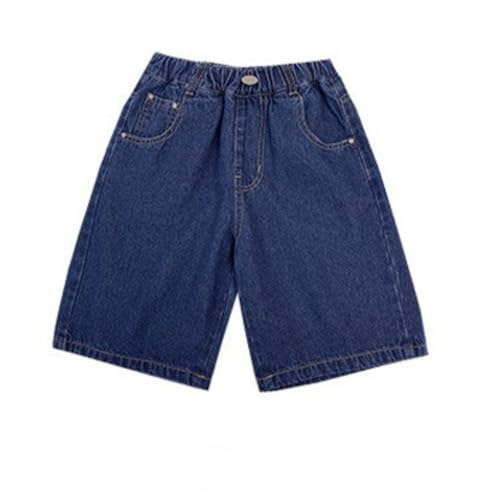 Dunkelblau Kurze Hose Jungen 164 Teenager Jeans Baggy Jeans Kid Bermuda Jeanshose Weites Bein Denim Shorts Y2K Streetwear Pants Kid Boys Freizeithose Sommer Loose Fit Hosen Mit Gummibund