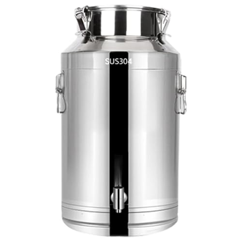 304 Stainless Steel Milk Can with Sealed Lid and Faucet, Fermentation Wine Pail Bucket for Liquid and Solid Storage/Transportin(28L)
