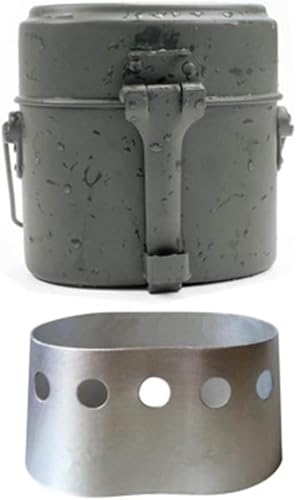 Gaxnul 飯盒 クッカーセット ノスタルジックアルミ 耐久性 多機能 オーブン付き 高温耐性 ハンドル付き 火傷防止 断熱 漏れにくい 保温 軽量 ポータブル ポケットストーブ キャンプ 食器 アウトドア用 防災 登山用 アーミーグリーン [並行輸入品