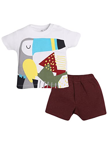 Image of BABY GO Baby Boys & Baby Girls Cotton Clothing Set | Newborn Infant T-Shirt & Shorts Combo | Soft Breathable Summer Outfit | Cute Printed Top with Elastic Waist Shorts | Casual Daily Wear Set
