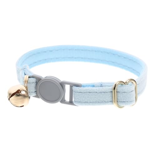 INOOMP 猫の首輪 IDプレート付き猫首輪 猫ID首輪 名前入り子猫首輪 ネーム入り猫首輪 タグ付き猫首輪 ペットのネームプレート首輪 名札付き猫首輪 布 Sky-blue