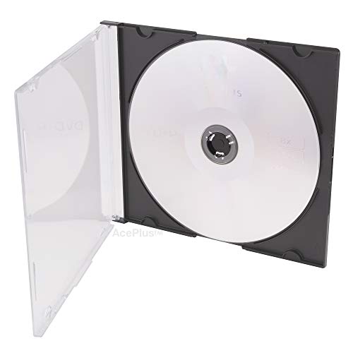 AcePlus 100 Slim Black CD Jewel Cases 5.2mm with Free Bonus Gift 10-pk CD-R 80 mins Discs